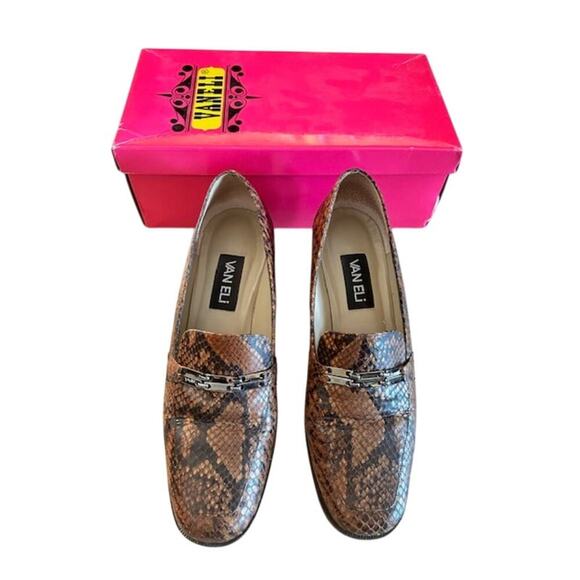 VANELI Snake Print Loafer Heels 8.5 M Brown - Picture 1 of 10